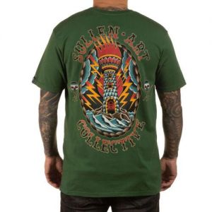 Sullen Men&#039;s Don Kunto Premium Myrtle Green Short Sleeve T Shirt Clothing App...