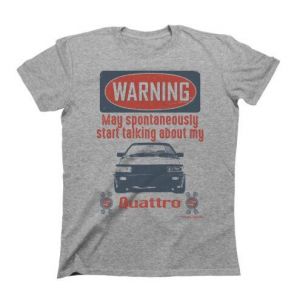 Mens Warning Audi Quattro Organic Cotton T-Shirt Car Eco Friendly Clothing Gift