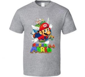 לגאסוס - לקנות מחו"ל בשפה שלך בגדי גברים  Super Mario 64 Super Mario Classic Box Art Retro Video Game T Shirt