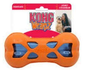 KONG Wrapz Bone - (1) SMALL Dog Chew Fetch Toy - Textured & Bounces