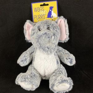 Wags & Purrs Elephant 8" Plush Dog Toy Soft Squeaky Squeaker Gray Frosted New