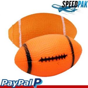 Dog Squeaky Toy For Pet Dog Chew Toy Small Rubber Squeaky Rugby Ball Orange