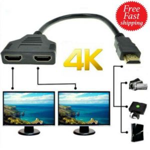 לגאסוס - לקנות מחו"ל בשפה שלך כללי 4K HDMI ספליטר מתאם 2.0 ממיר 1 In 2 Out 1 זכר ל-2 נקבה