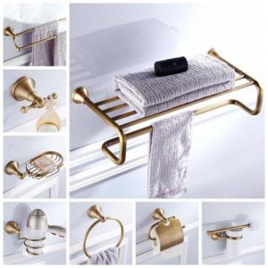Antique Brass Bathroom Accessories Towel Shelf Towel Holder Bath Hardware Sets