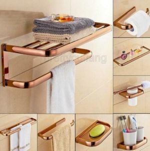 לגאסוס - לקנות מחו"ל בשפה שלך אביזרי אמבטיה Rose Gold Brass Bath Hardware Set Bathroom Accessories Towel Bar Rack Paper xz10