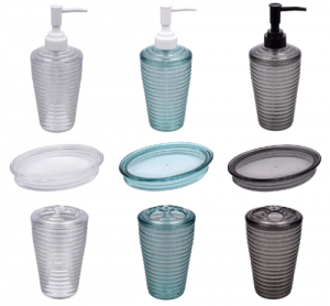 Bathroom Sink Accessories 3 Item Set Toothbrush Holder Soap Dispenser Tray