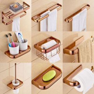 Luxury Rose Gold Copper Bathroom Accessories Set Bath Hardware Towel Bar ee022