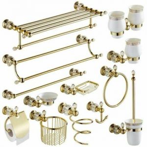 Antique Bathroom Accessories Set Wall Mounted Gold Finish Bathroom Hardware Set