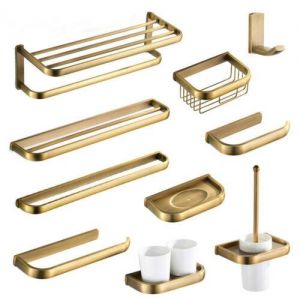 Antique Brass Bathroom Hardware Set Basket Shelf Towel Bar Bathroom Accessories
