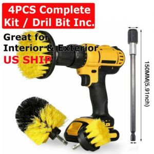 4PCs Home Drill Brush Attachment Power Scrubber Car Cleaning Kit Combo Scrub Tub