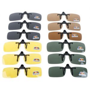 Clip-on Polarized Day Night Vision Flip-up Lens Driving Glasses Sunglasses .cf