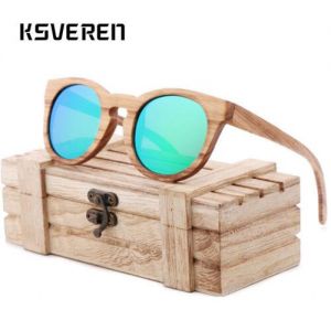 Handmade Zebra Wood Polarized Sunglasses Wooden Frame Round Outdoor Glasses New