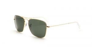 Ray-Ban Caravan Gold Metal Green Classic G-15 55 mm Sunglasses RB3136 001 55