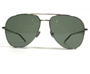 Saint Laurent Sunglasses CLASSIC 11 FOLK 002 Silver Round Frames w/ Green Lenses