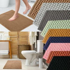 Non-Slip Absorbent Bath Shower Mat Rug, Super Soft Chenille, Machine Washable