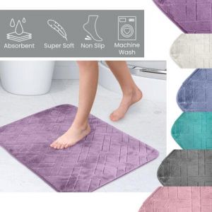 Memory Foam Non-Slip Absorbent Bath Shower Mat Rug, Super Soft, Machine Washable