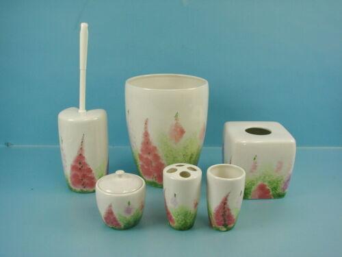 לגאסוס - לקנות מחו"ל בשפה שלך אביזרי אמבטיה Floral Ceramic Bath Accessory Set Garbage Can Tissue Toothbrush Holder Brush